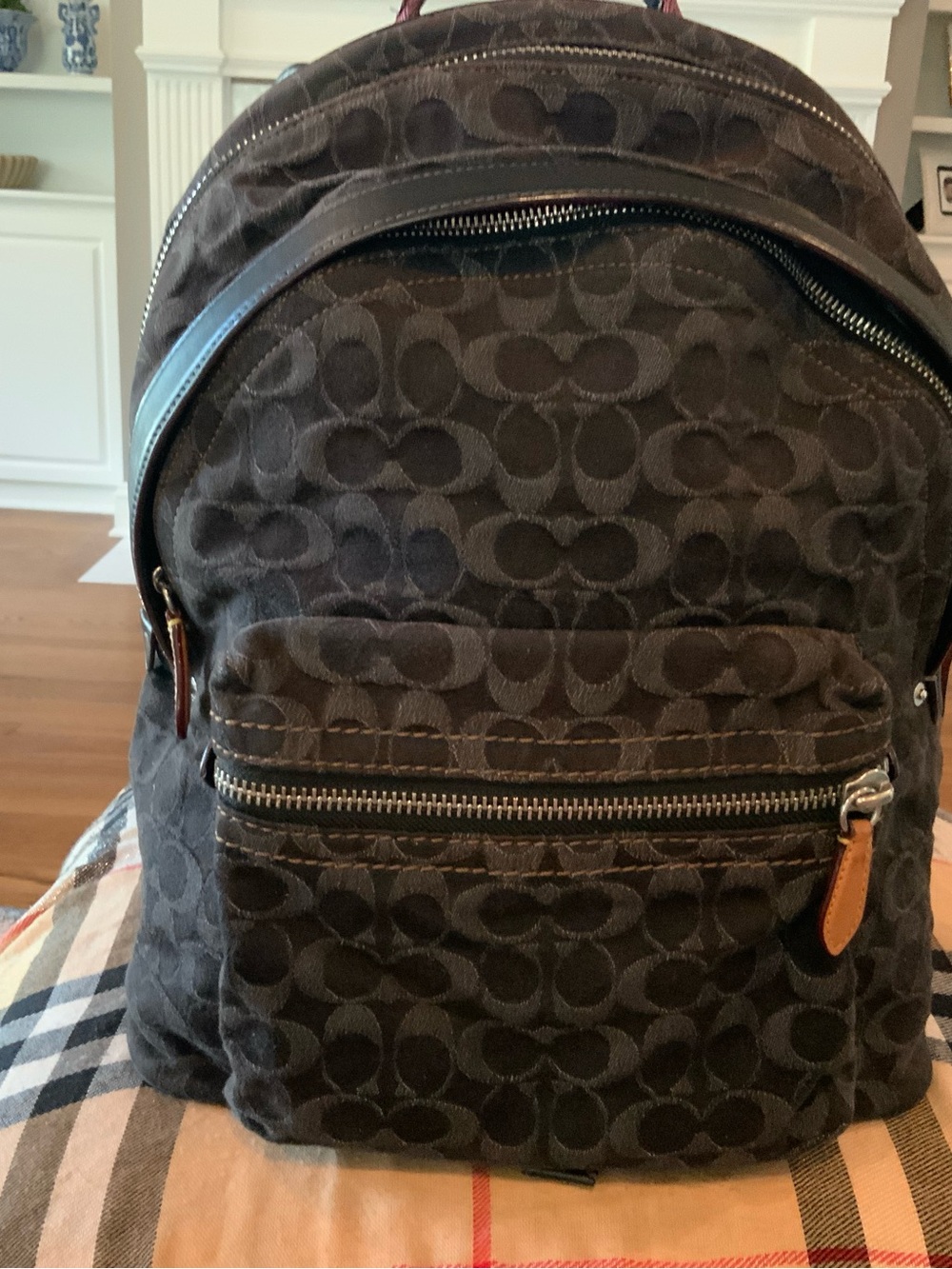 Coach Men's Dark Brown/Black Signature Canvas Backpack